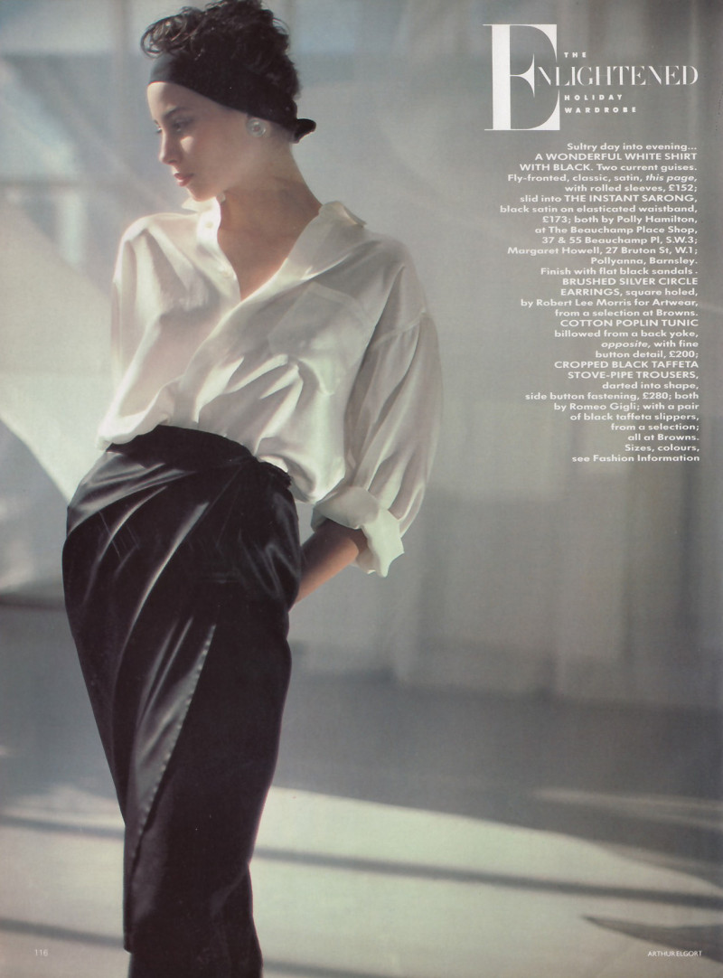 Christy Turlington featured in The enlightened holiday wardrobe, July 1986