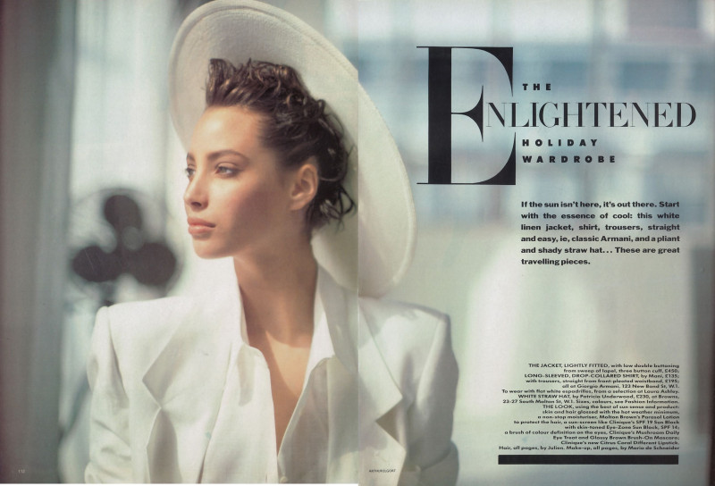 Christy Turlington featured in The enlightened holiday wardrobe, July 1986