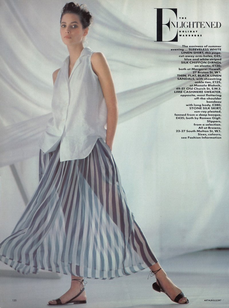 Christy Turlington featured in The enlightened holiday wardrobe, July 1986