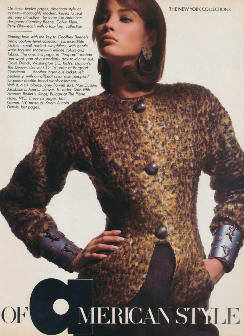 Christy Turlington featured in The best of american style, September 1986