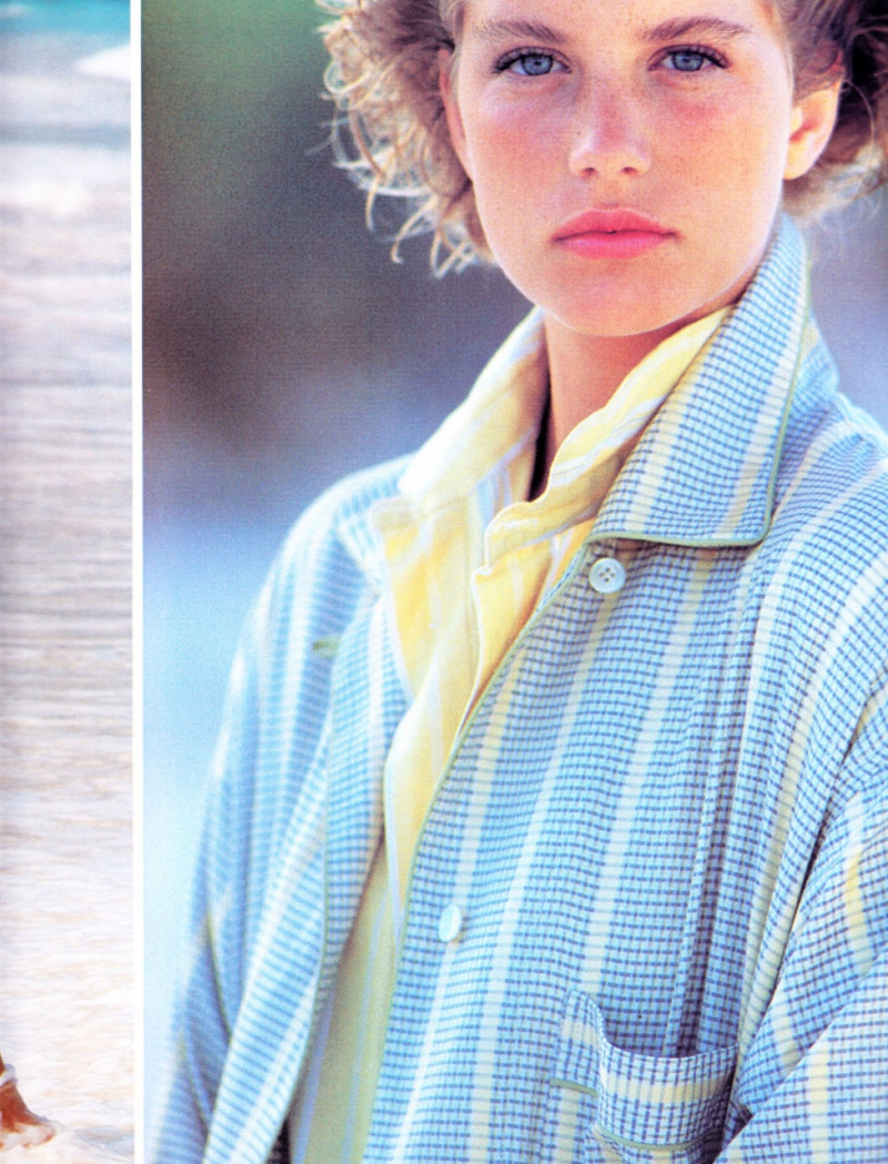 Christy Turlington featured in Stripe motif, December 1986