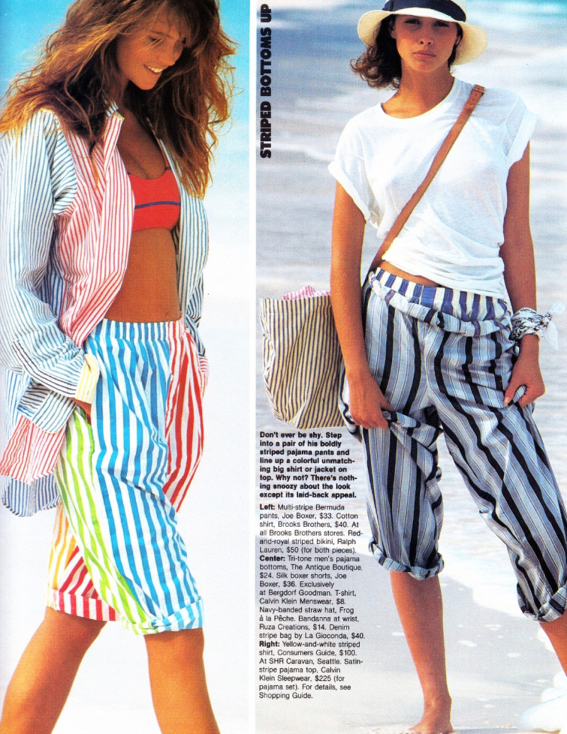 Christy Turlington featured in Stripe motif, December 1986