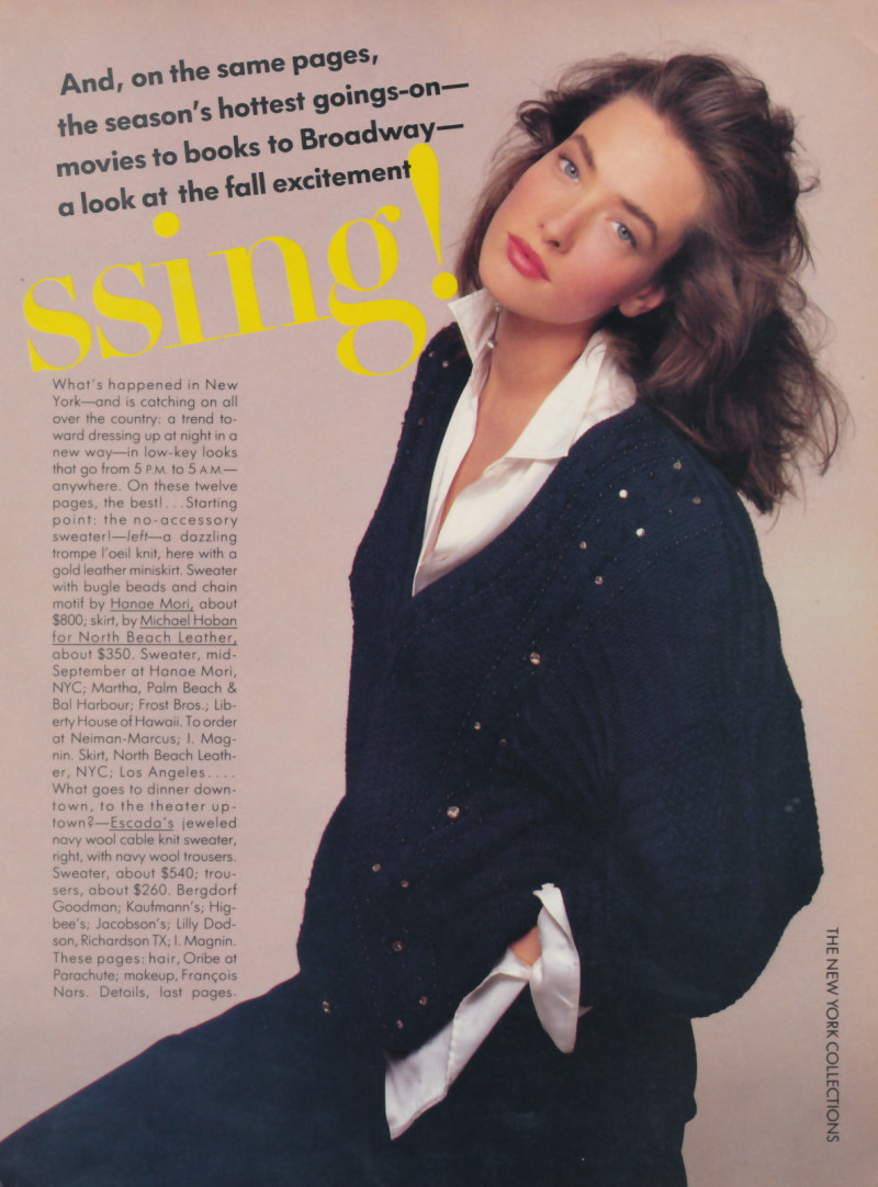 Christy Turlington featured in P.M Dressing, September 1986