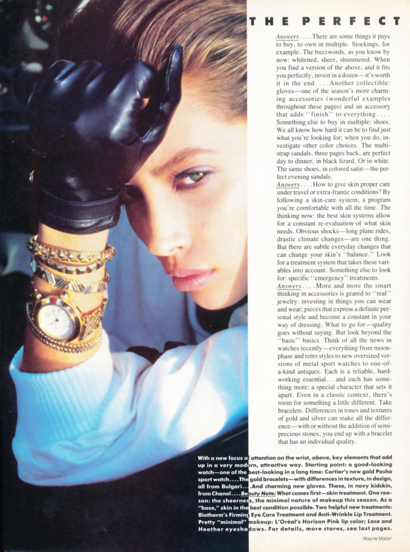 Christy Turlington featured in Nonstop style the perfect answers, March 1986