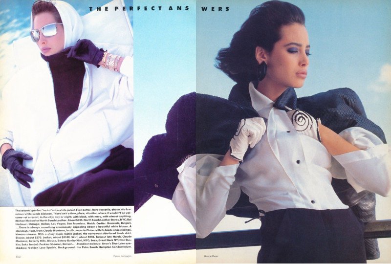 Christy Turlington featured in Nonstop style the perfect answers, March 1986