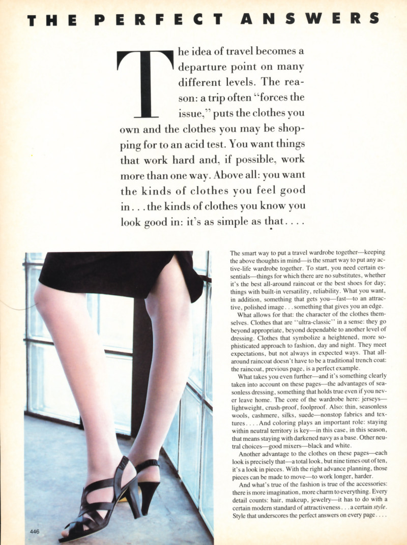 Christy Turlington featured in Nonstop style the perfect answers, March 1986