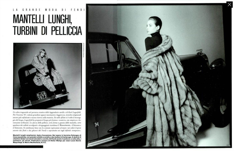 Christy Turlington featured in Mantelli lunghi turbini di pelliccia, September 1986