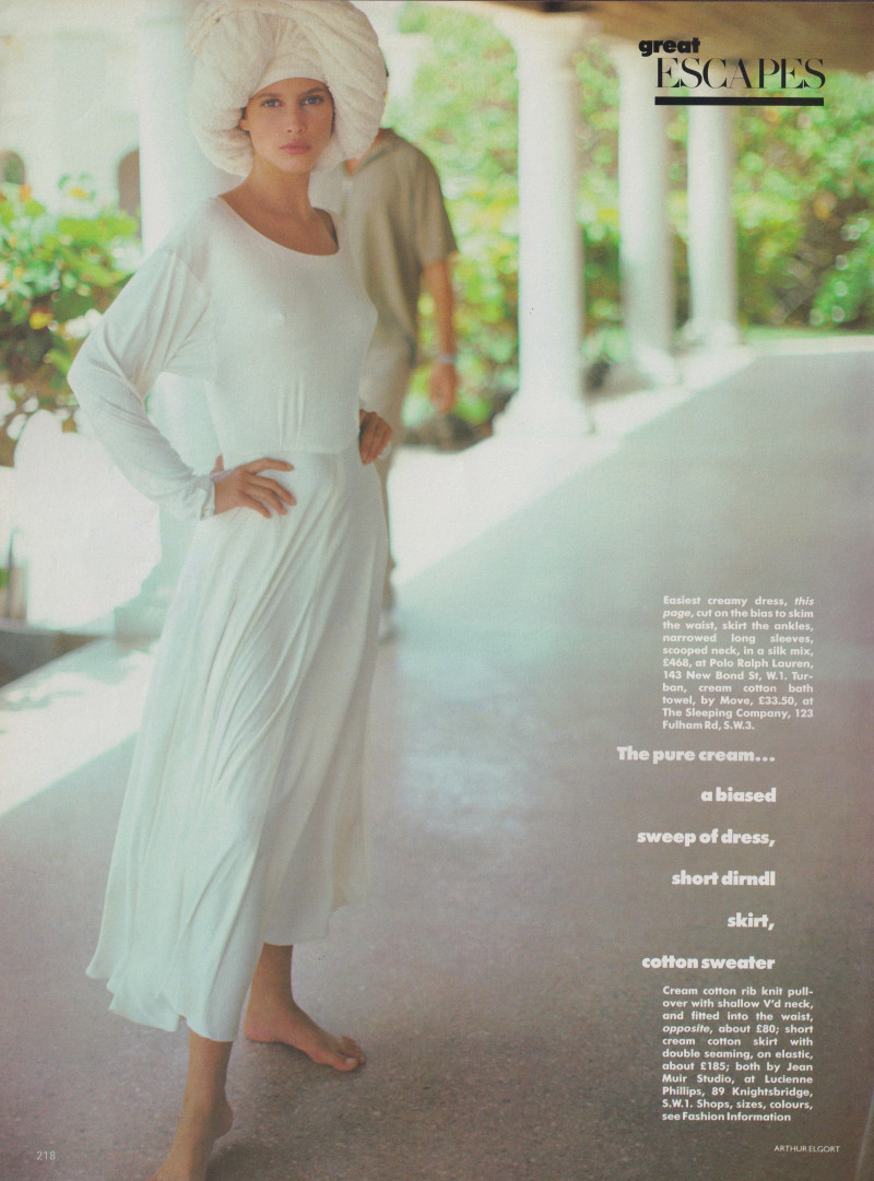 Christy Turlington featured in Great Escapes, December 1986