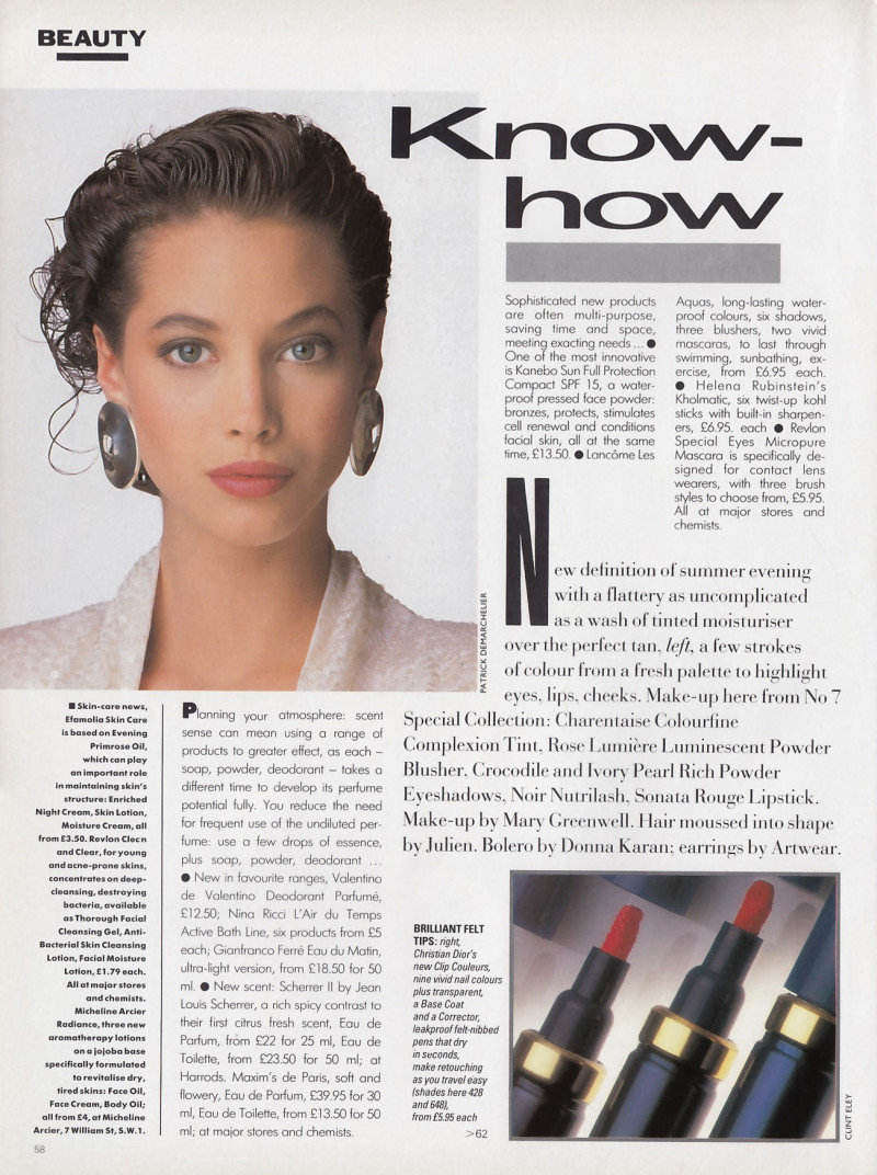 Christy Turlington featured in Beauty, July 1986