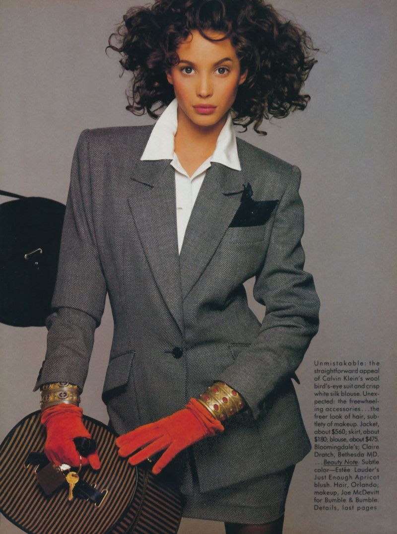 Christy Turlington featured in A new working advantage, August 1987