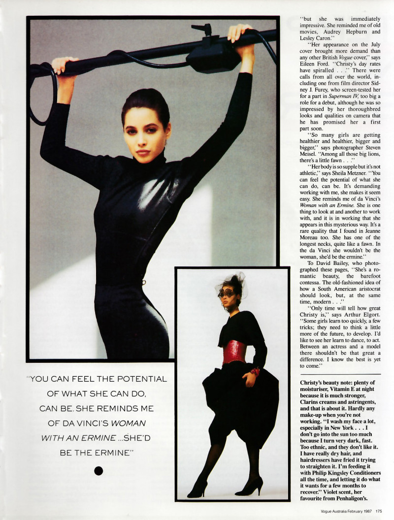 Christy Turlington featured in A softer sense of form, February 1987