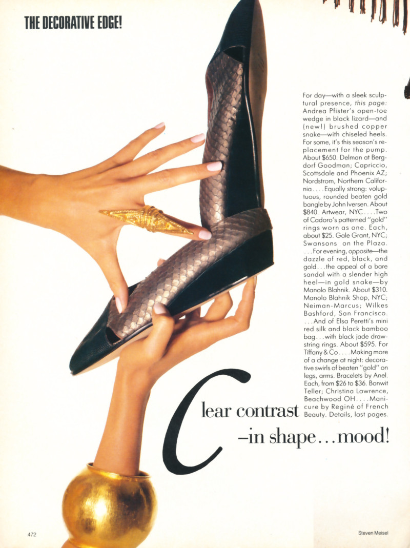 Christy Turlington featured in Accessories : The decorative edge, March 1987