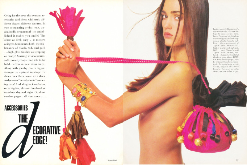 Christy Turlington featured in Accessories : The decorative edge, March 1987