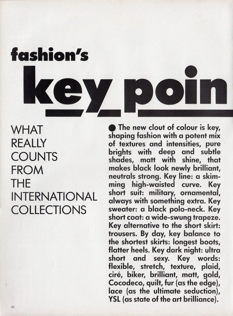 Fashion\'s key points, July 1987