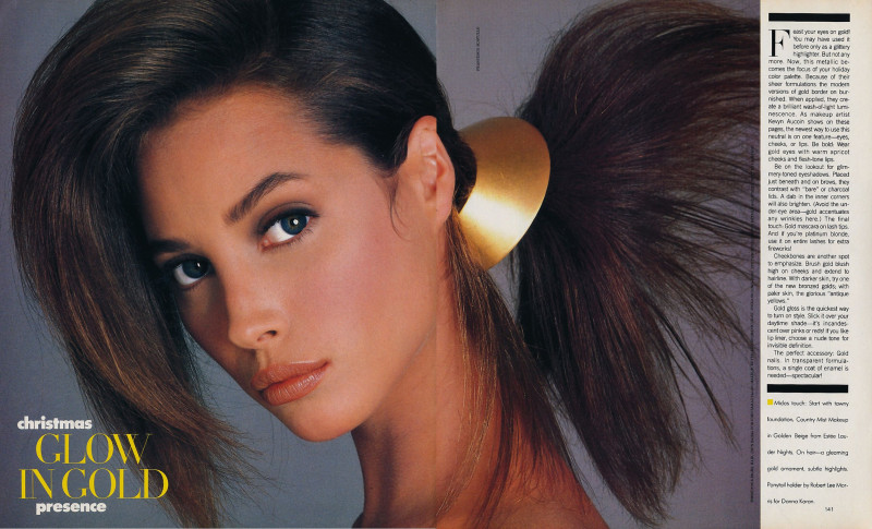 Christy Turlington featured in Glow in gold, October 1987