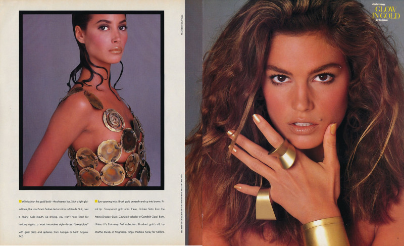 Christy Turlington featured in Glow in gold, October 1987