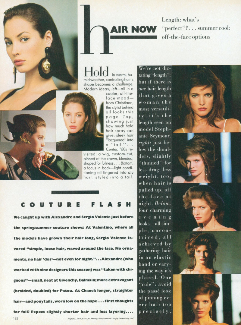 Christy Turlington featured in Hair now, April 1987