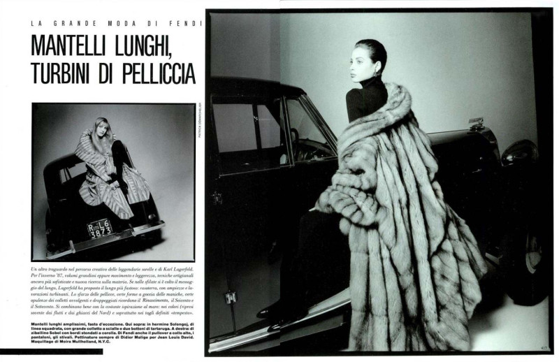 Christy Turlington featured in Mantelli lunghi, turbini di pelliccia, September 1987