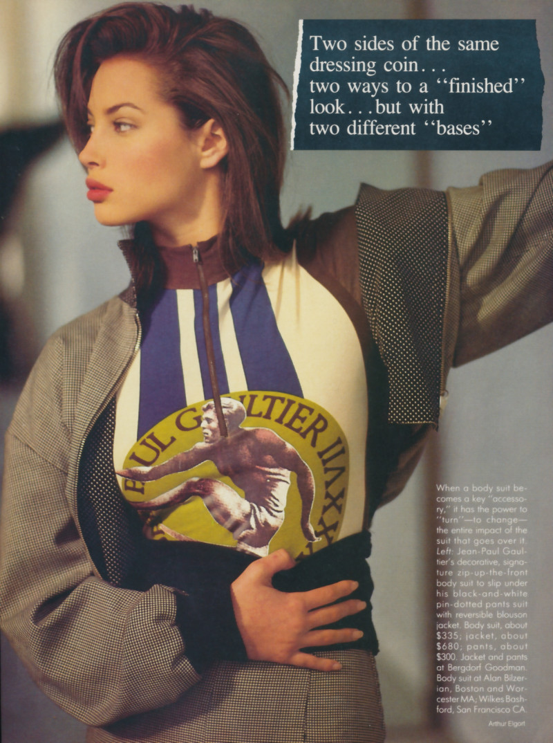 Christy Turlington featured in Modern Contrasts, March 1987