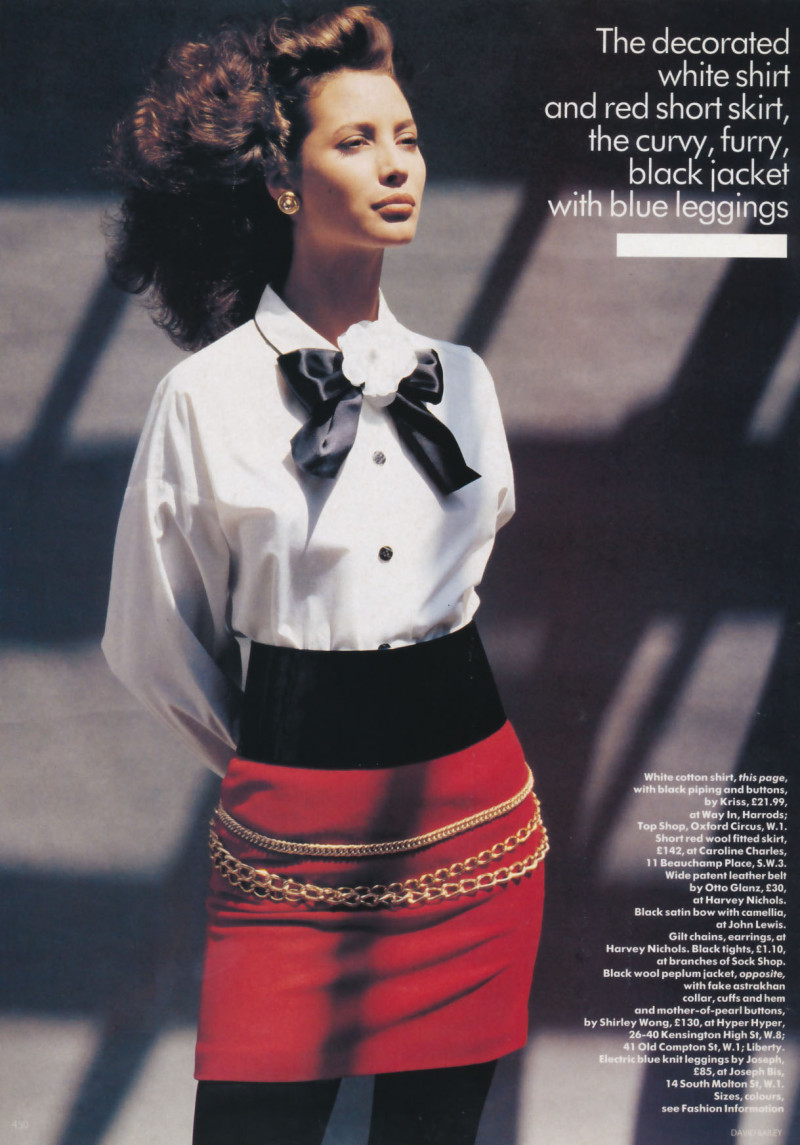 Christy Turlington featured in Short sharp contrast, October 1987