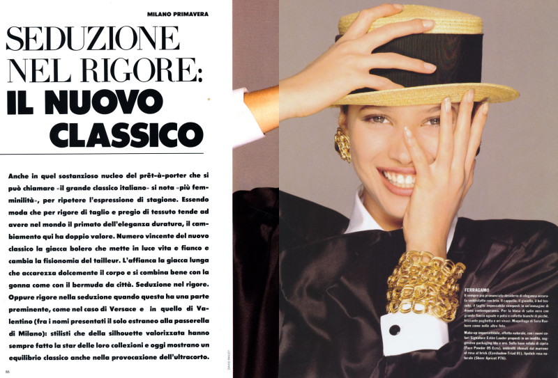 Christy Turlington featured in Seduzione nel rigore, January 1988