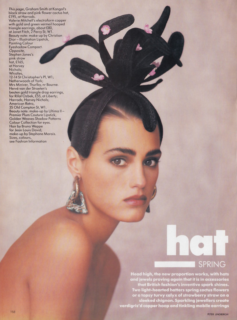 Christy Turlington featured in Hat Spring, February 1988