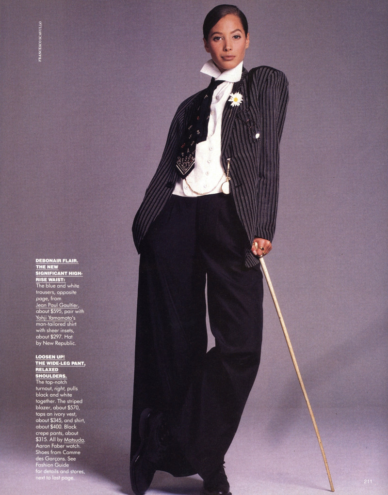 Christy Turlington featured in Genteel Dapper Dandy Appeal, April 1988