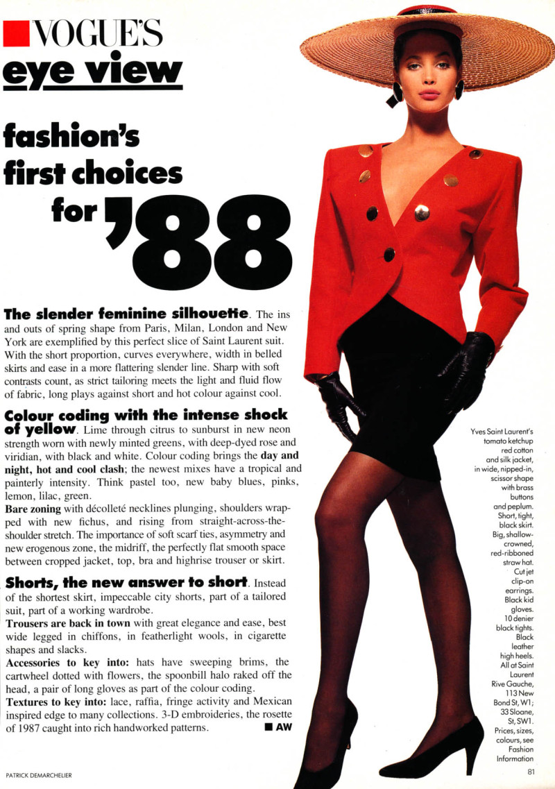 Christy Turlington featured in Fashion\'s first choices, February 1988