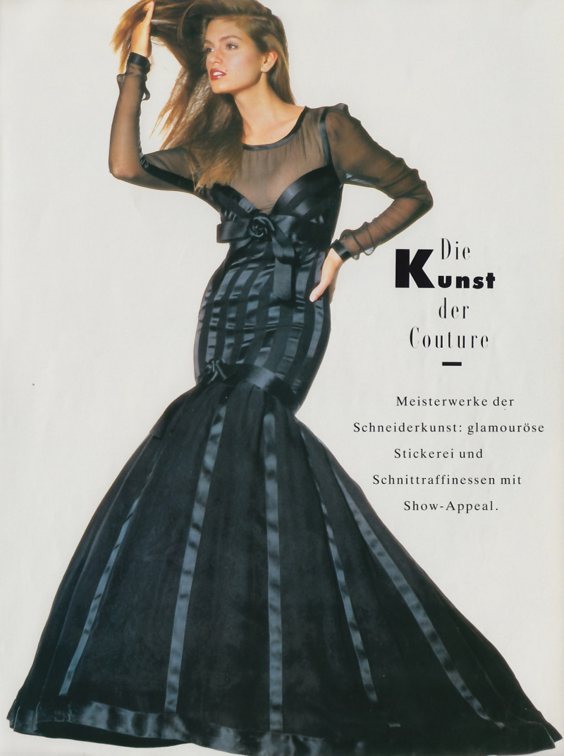 Cindy Crawford featured in Die Kunst der couture, July 1988