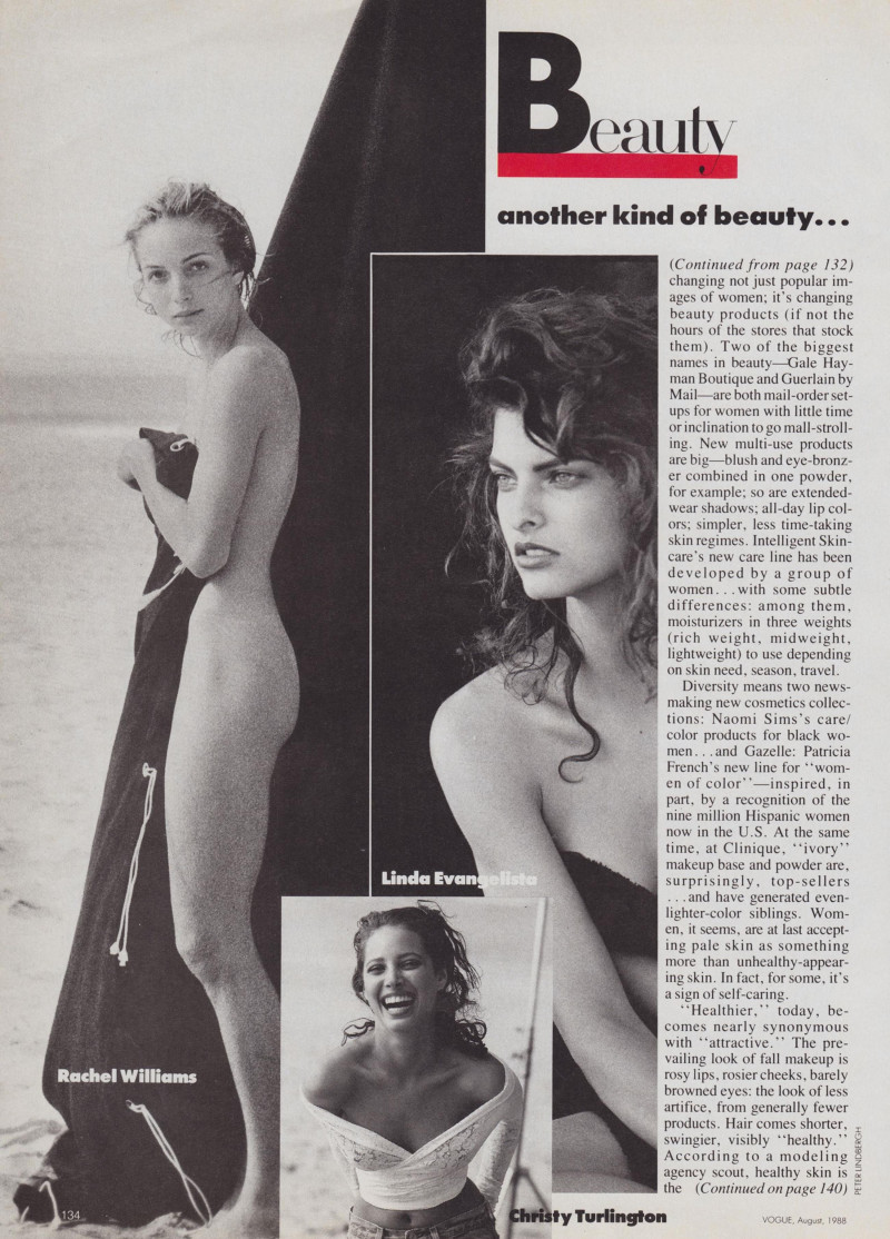 Christy Turlington featured in Another kind of beauty, August 1988