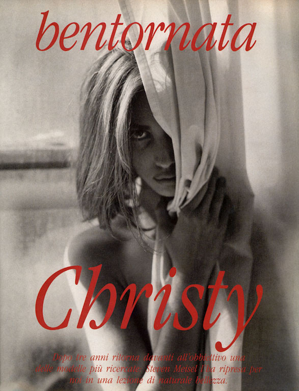 Christy Turlington featured in Bentornata Christy, October 1989