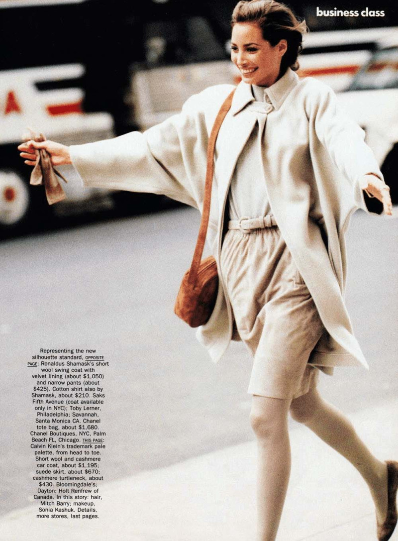 Christy Turlington featured in Business class, August 1989