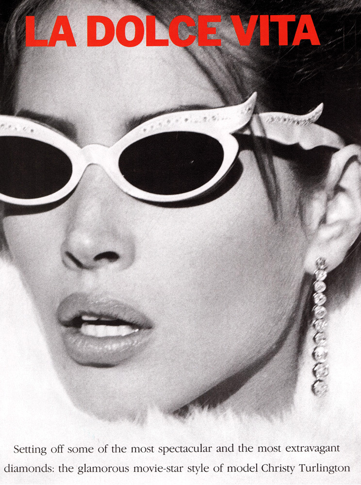 Christy Turlington featured in La Dolce Vita, December 1989