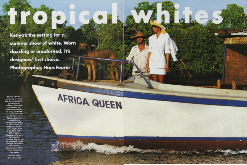 Christy Turlington featured in Tropical whites, May 1990