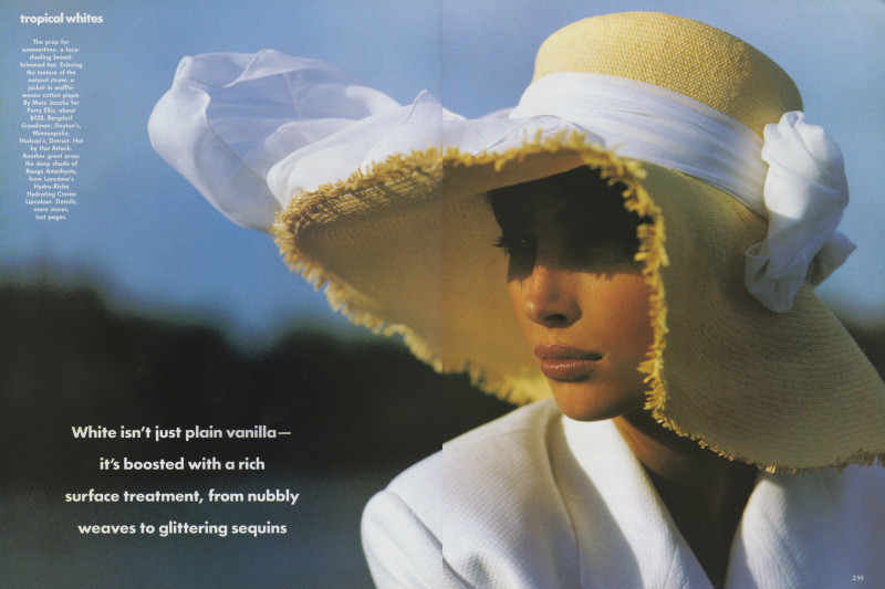 Christy Turlington featured in Tropical whites, May 1990