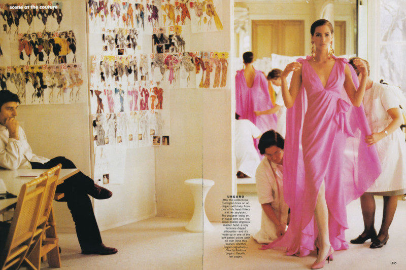 Christy Turlington featured in Scene at the couture, April 1990