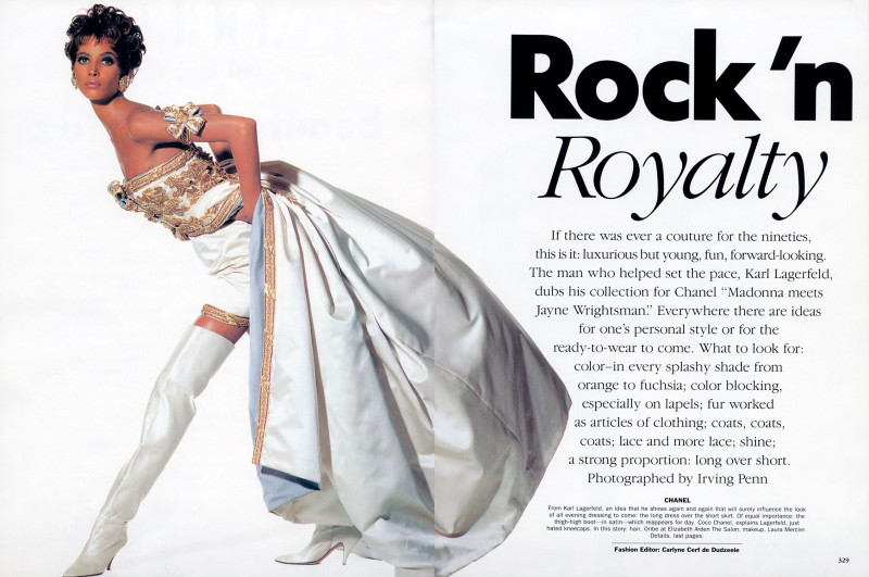 Christy Turlington featured in Rock\'n roll Royalty, March 1990