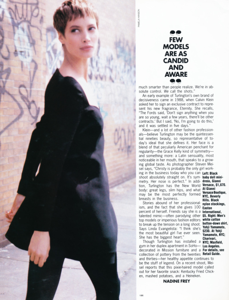 Christy Turlington featured in Real and deal, August 1990