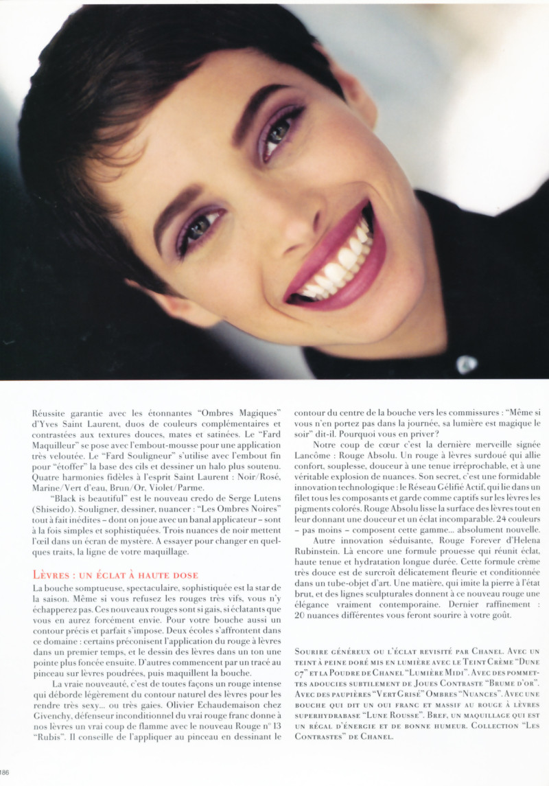 Christy Turlington featured in Maquillages new look, August 1990