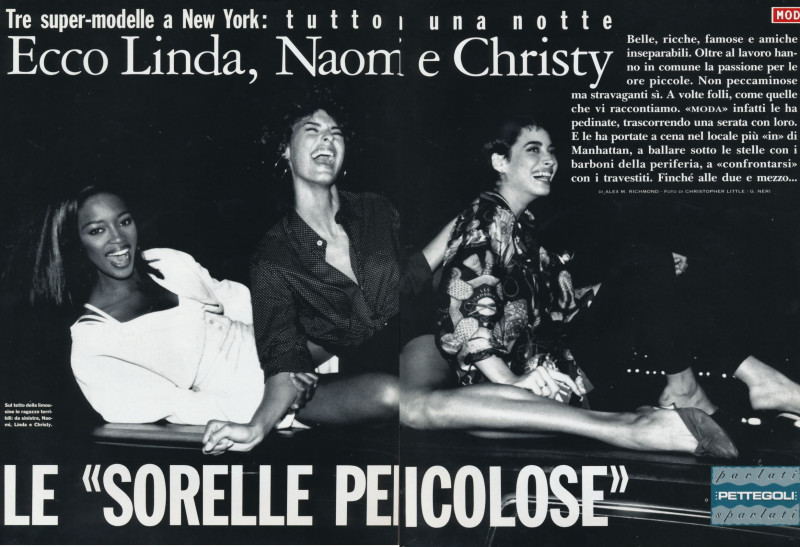 Christy Turlington featured in Le sorelle pericolose, January 1990