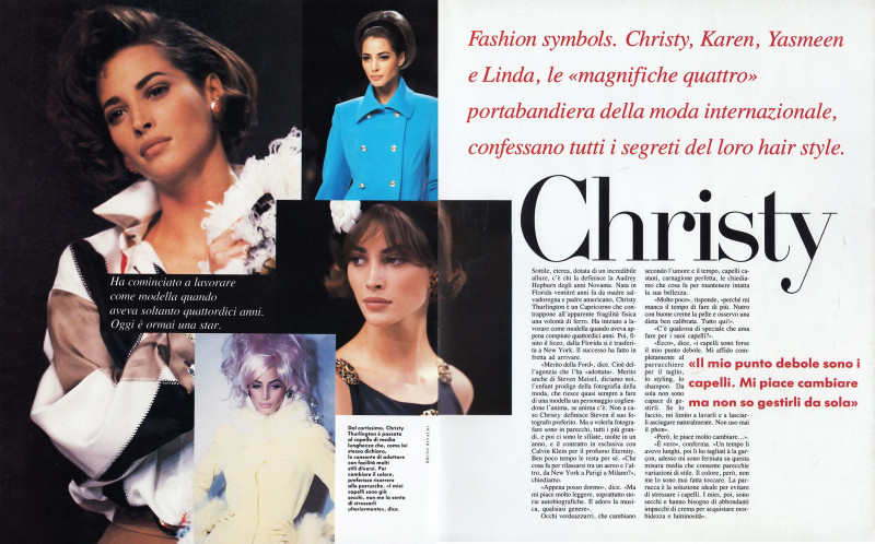 Christy Turlington featured in Christy, August 1991