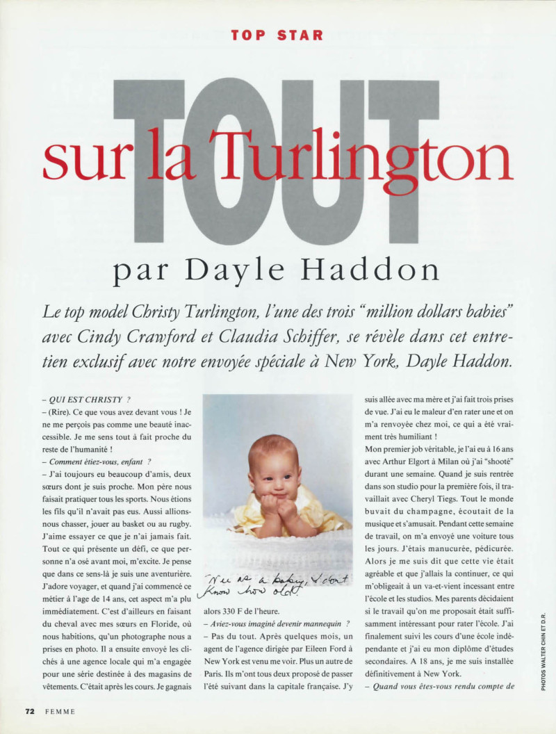 Tout sur la Turlington, July 1992