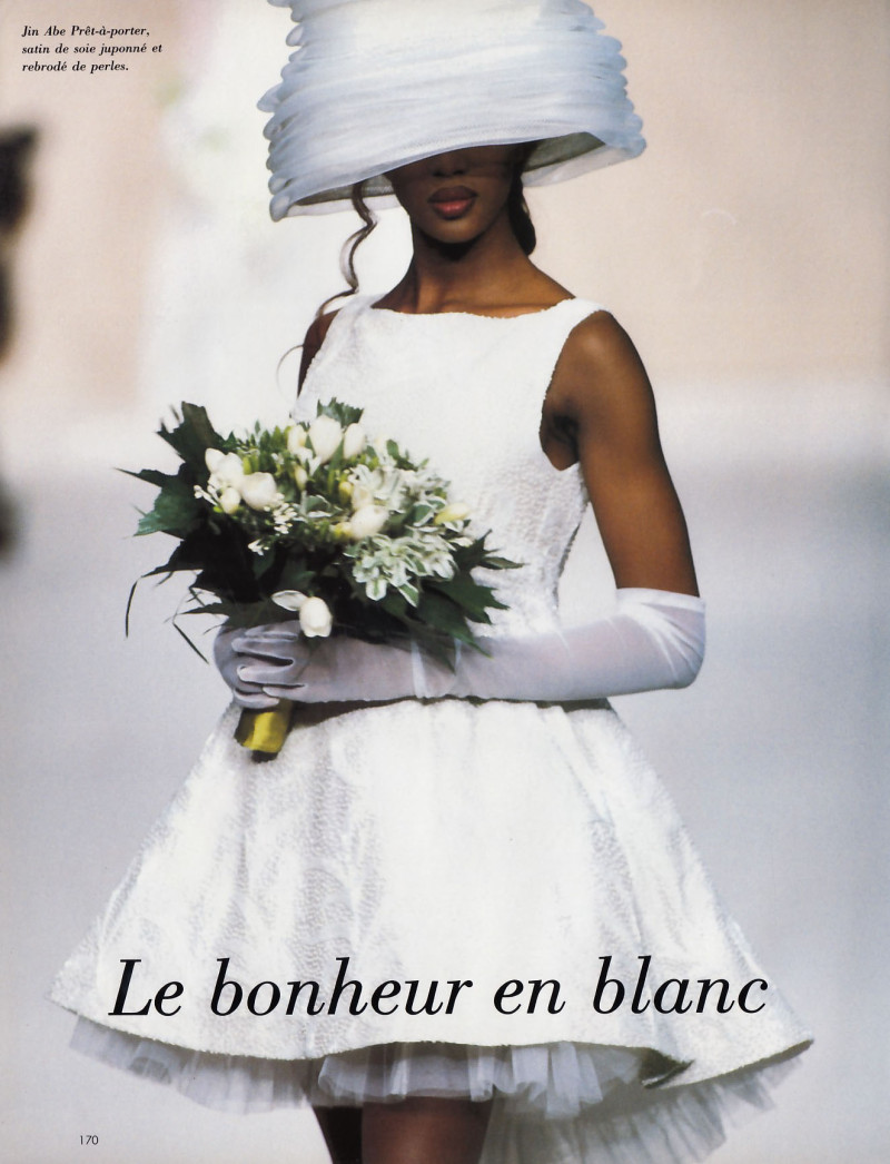 Naomi Campbell featured in Le bonheur en blanc, April 1992