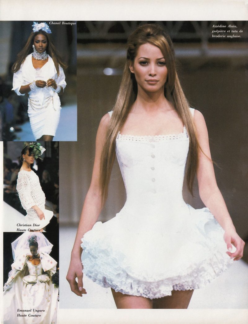 Christy Turlington featured in Le bonheur en blanc, April 1992