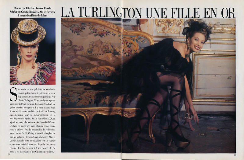 Christy Turlington featured in La Turlington une fille en or, February 1992