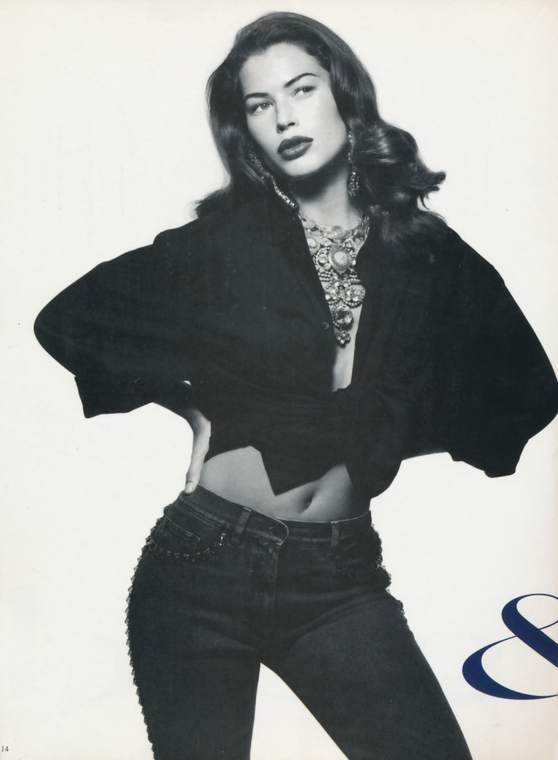 Christy Turlington featured in Gold & Blue denim, May 1992