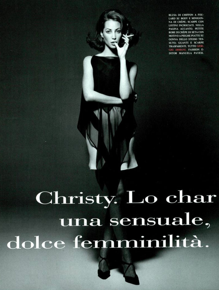 Christy Turlington featured in Christy e Carre, March 1992