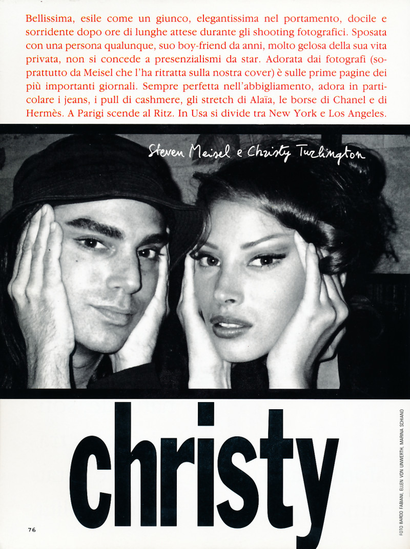 Christy Turlington featured in Christy, August 1992