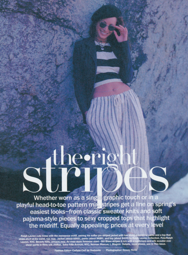 Christy Turlington featured in The right stripes, February 1993