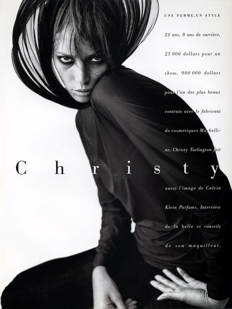 Christy Turlington featured in Sacree Christy, December 1993